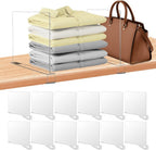 12 Pack Acrylic Shelf Dividers for Closet Organization, Purse Organizers for Closet, Clothing Dividers, Handbag Organizers for Shelves Separator Clear