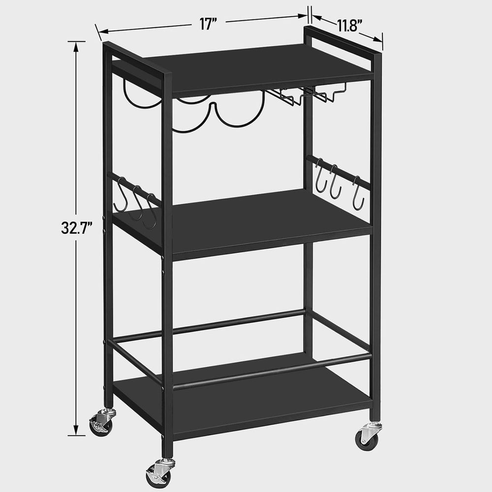 TUTOTAK Bar Cart with Wheels, Mini Drink Cart with Wine Rack & Glass Hold...