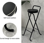 Folding Stool, Metal Bar Stools, Island Chairs 32", Padded Folding Chairs, Tall Bar Stools for Kitchen Counter, Bar, Garage, Workshop