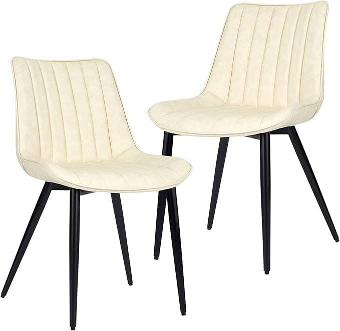 Faux Leather Dining Chairs Set of 2 Mid Century Modern Leisure Upholstered Ch...