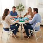 Byliable 34.6" Folding Mahjong Table, Portable Game Table with Cup Holders | Foldable Design, Carry Handle, 4 Cup Holders, 4 Storage Slots, HDPE Tabletop, Steel Legs, Quiet Playing Mat