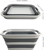 SAMMART Collapsible Plastic Laundry Basket - Foldable Pop Up Storage Container/Organizer - Portable Washing Tub - Space Saving Hamper/Basket (Grey/Steel Grey, 42L)