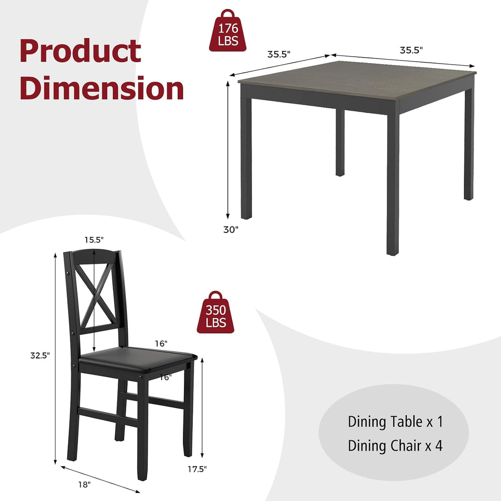 Tangkula Mid-Century Modern Dining Table Set for 2, Wooden Kitchen Table &amp...