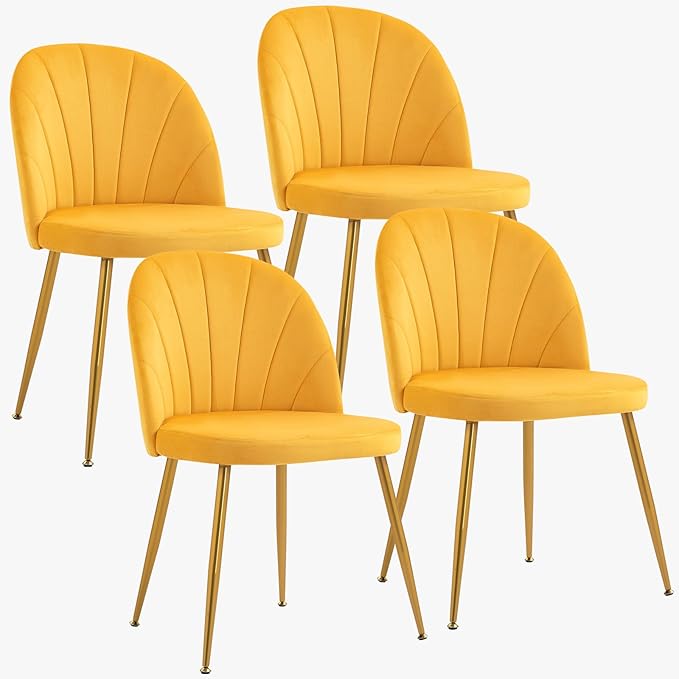 Velvet Dining Chairs Set of 4, Upholstered Mid Century Modern Dining Chairs, ...