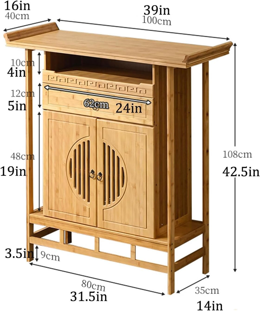 Personal Altar Table,Buddha Niche Buddhist Altars Cabinet with Drawer,Meditat...