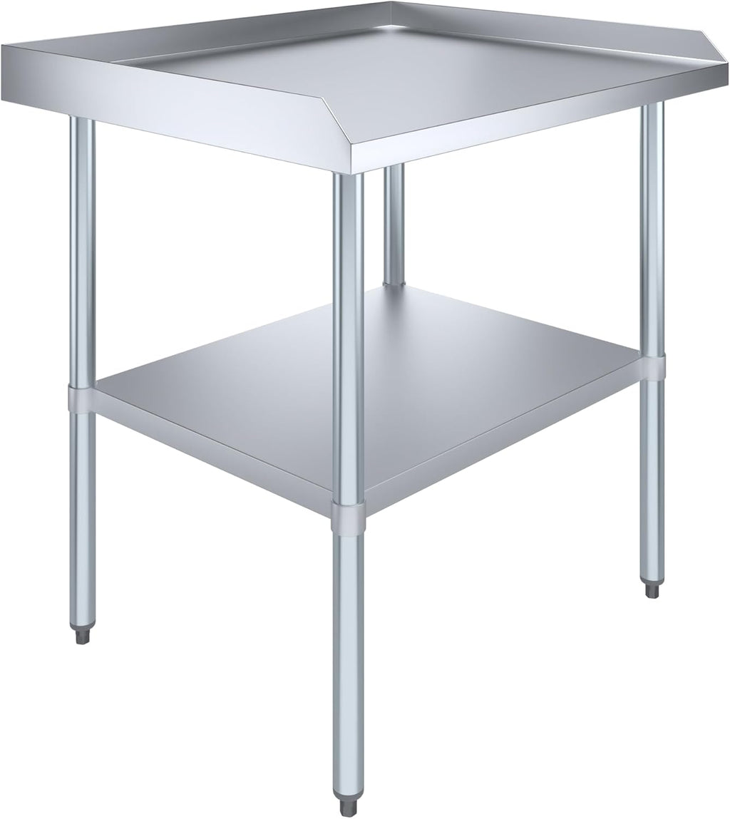 AmGood Commercial Work Table with Backsplash and Sidesplashes | NSF (Stainless Steel Table with Sideguards, 36" Long x 30" Deep)
