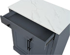 Bellemave Freestanding Coffee Bar Cabinet with Drawer & Adjustable Shelves, 35.4" H Kitchen Storage Cabinet,Coffee Bar Organizer for Small Spaces, White Marble Countertop, Anti-Tip Design.(Gray)