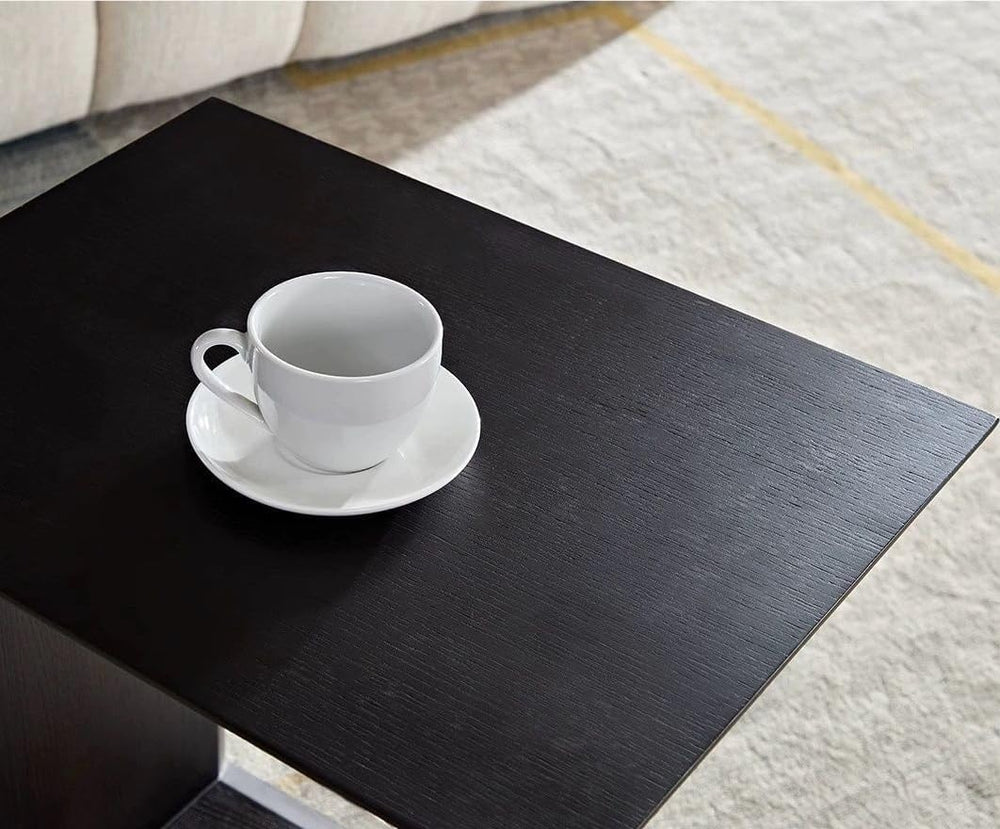C Shaped End Tables, Solid Wood Side Table, Multipurpose Table for Bedroom, B...
