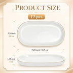 Shappy 12 Pcs Ceramic Jewelry Tray 7 x 4 in Oval Shape | Ring Dish Bulk Decorative Trinket Dish for Bridal Christmas Birthdays Gifts