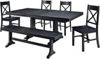 Walker Edison 6-Piece Black Solid Wood Dining Set