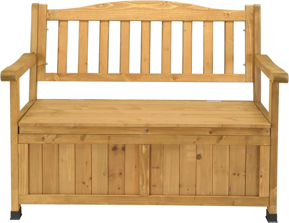 Outdoor Wood Storage Bench Deck Box, Entryway Porch Storage Bench, Wood Loves...