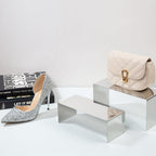 Purse Display Stand, 3 Silver Risers Display Stands Stainless Steel, Heavy Duty Countertop Shoes Stand Handbag Holder Risers for Home Boutique Retail Store Vendor Display Bags Perfume Jewelry (RCS 50% Recycled Post-consumer Metal)