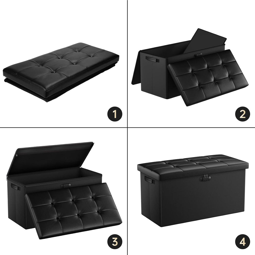 ENGPOW Storage Ottoman Bench,Fireproof Folding Bench with Lock,30 Inches Fire...