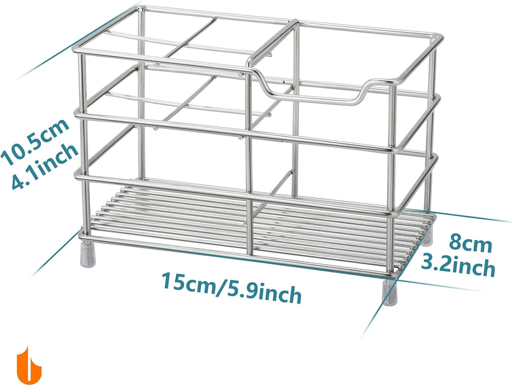 Urbanstrive 304 Stainless Steel Bathroom Toothbrush Holder Toothpaste Holder Stand Bathroom Accessories Organizer (Silver, Large)