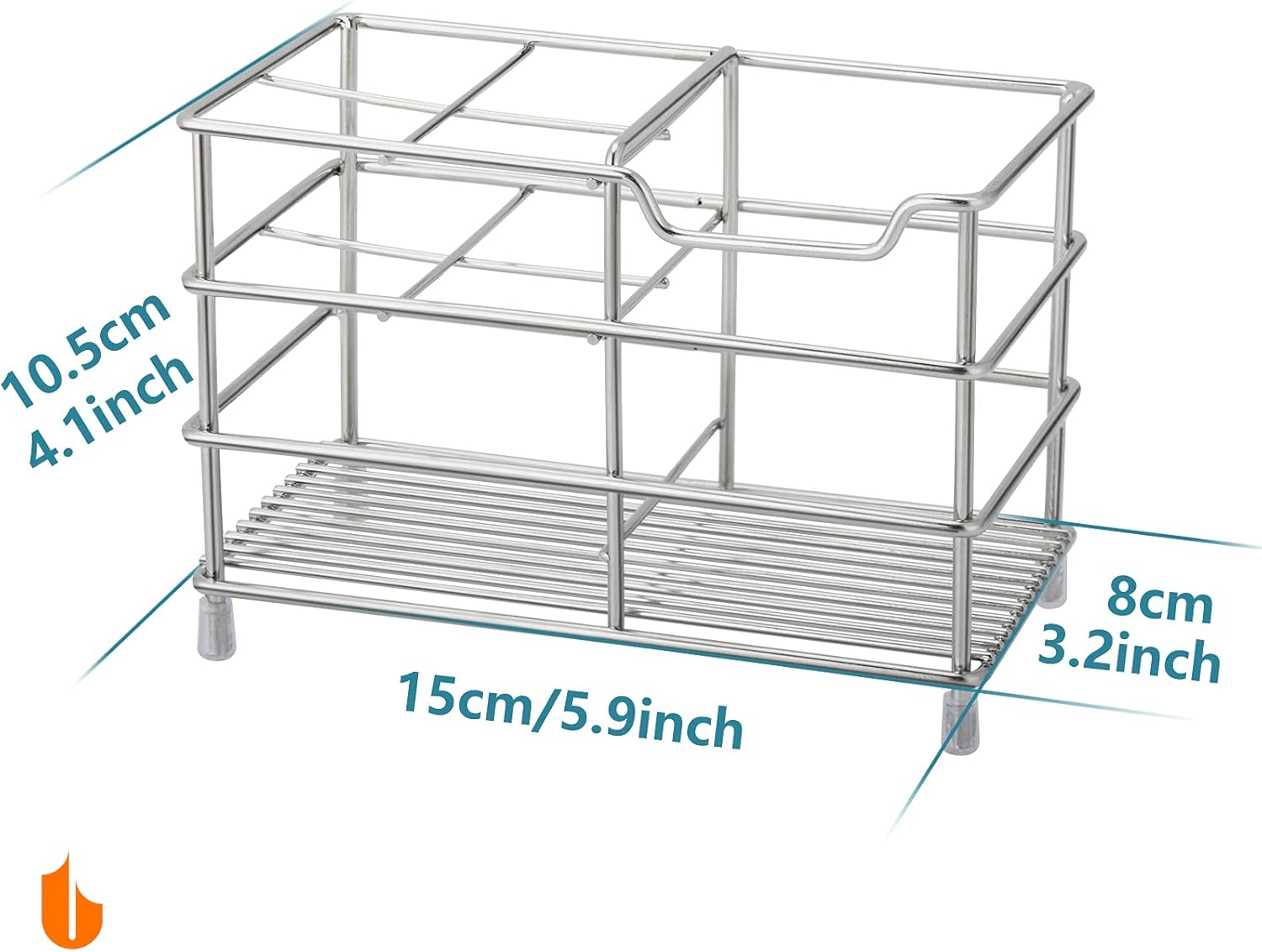 Urbanstrive 304 Stainless Steel Bathroom Toothbrush Holder Toothpaste Holder Stand Bathroom Accessories Organizer (Silver, Large)