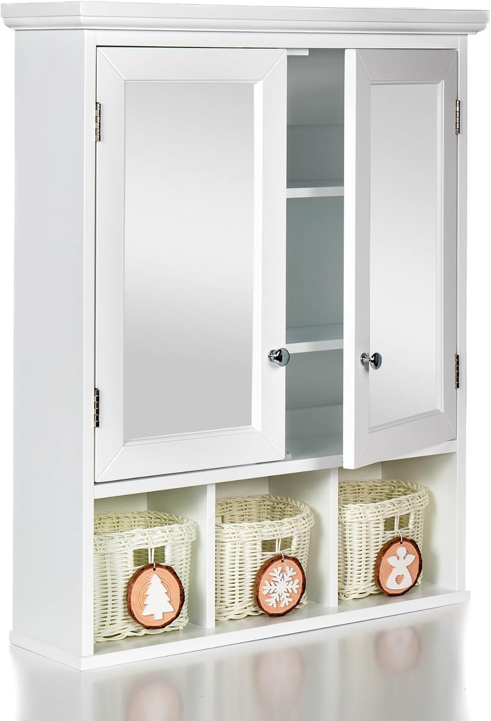Modern Bathroom Storage Cabinet, 2 Doors 2 Adjustable Shelf + 3 Christmas Sty...