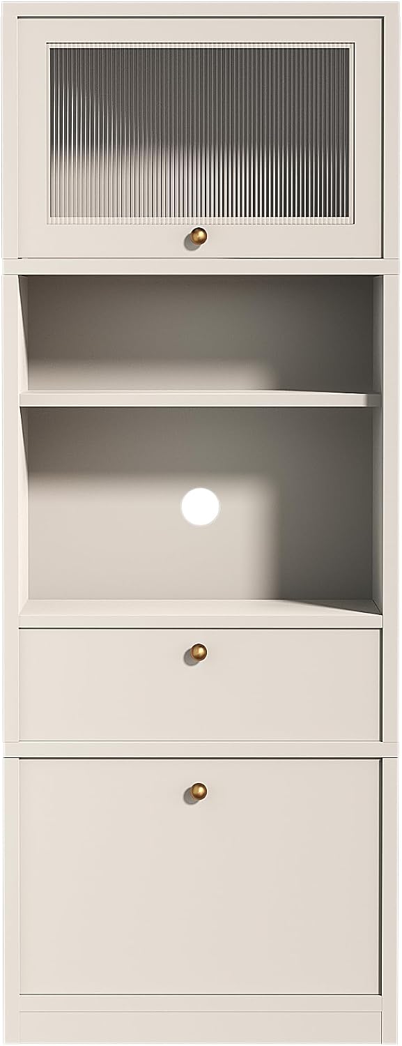 Freestanding Tall Pantry Cabinet with Adjustable Shelves & Drawer – E1-Gr...