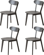 100% Solid Wood Dining Chairs,Mid Century Modern Dining Chairs with Rounded Backrest,Kitchen,Dining Room Chairs Set of 1/2/4 (4, Black Color)