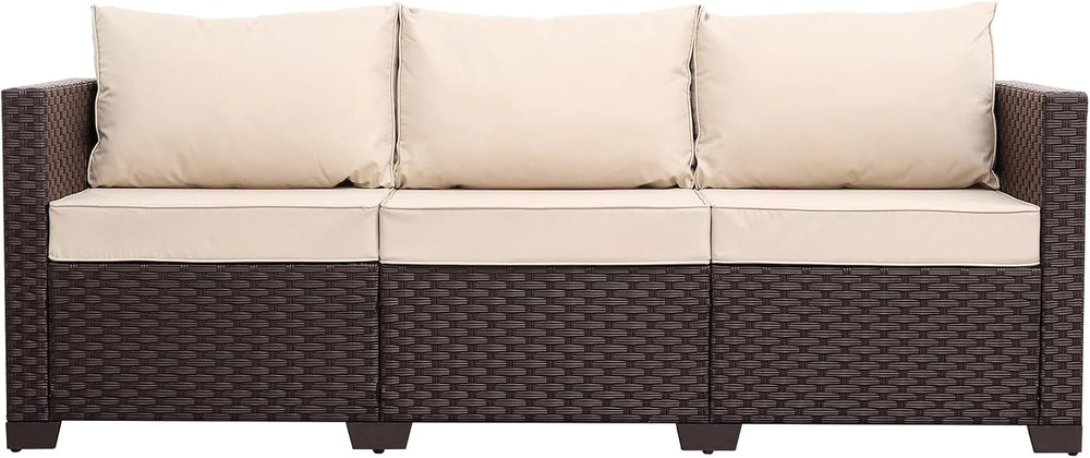 Oasishine Patio Furniture 3-seat Sofa Wicker Outdoor Furniture Outdoor Couch ...