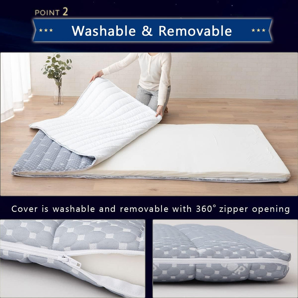 EMOOR Foldable Hybrid Futon Mattress, High-Resilience Urethane Foam 150N with...