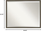 Amanti Art Grey Wall Mirror 23x29 Svelte Clay Grey Rectangle Bathroom Mirror for Wall Decor Living Room, Large Modern Wood Frame, Hangs Horizonally and Vertically, Bathroom Decor, Beveled Edge