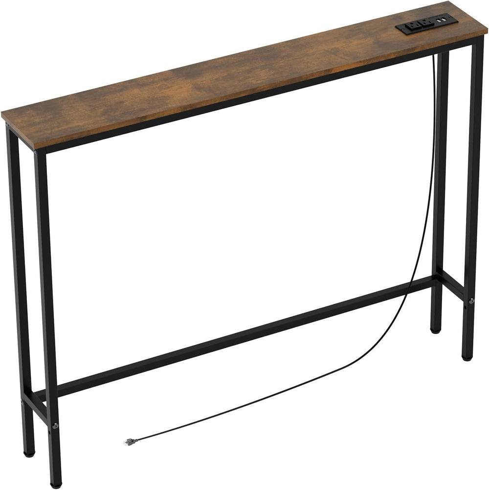 Aduanbang 5.9" Console Table with Outlet – Narrow Sofa Table, Behind Cou...