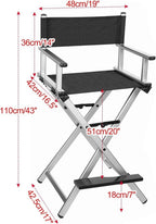 2Pcs Makeup Artist Chair, Tall Directors Foldable W/Aluminum Frame and Footrest, Makeupfor Makeup Artist,(Orange)
