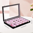Stratalife Jewelry Organizer Earring Holder Jewelry Tray with Lid Earring Storage Drawer Organizer Earring Ring Storage for Women 30 Grid (Pink Black)