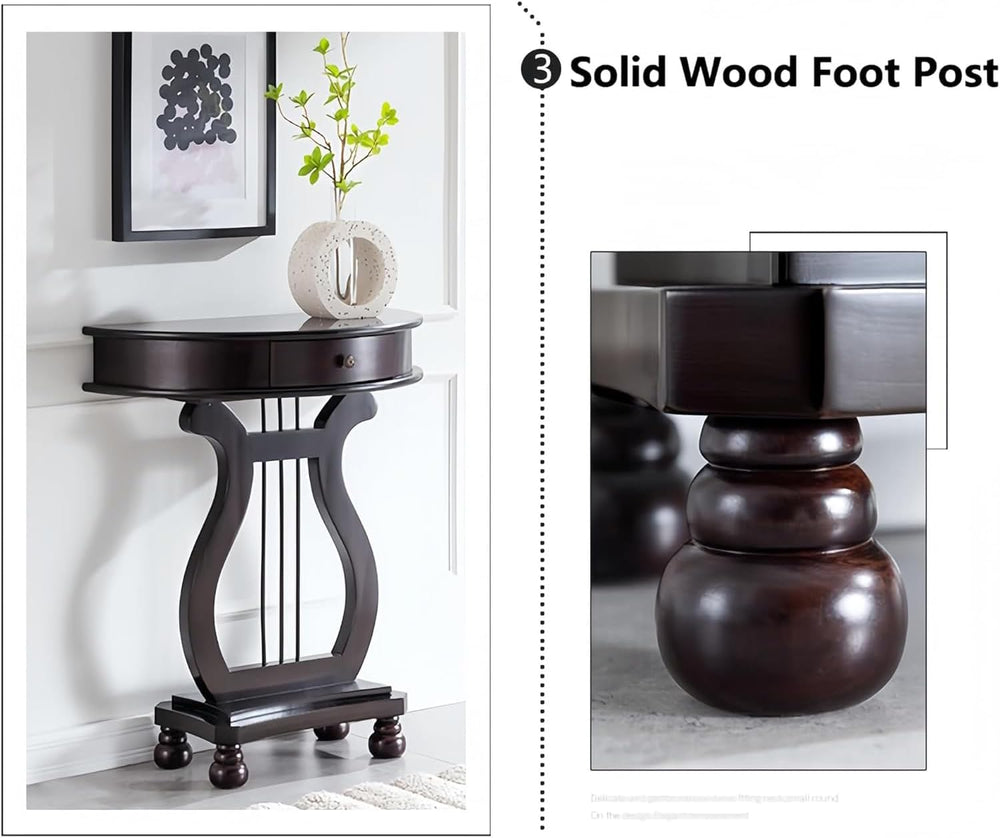 Half Moon Shaped Entryway Side Table, Narrow Semi Circle Console Table, Solid...