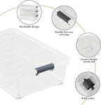 3-Pack Clear Plastic Underbed Storage Bins with Lids & Wheels, Rolling Under Bed Shoe Storage Containers, 25 Qt