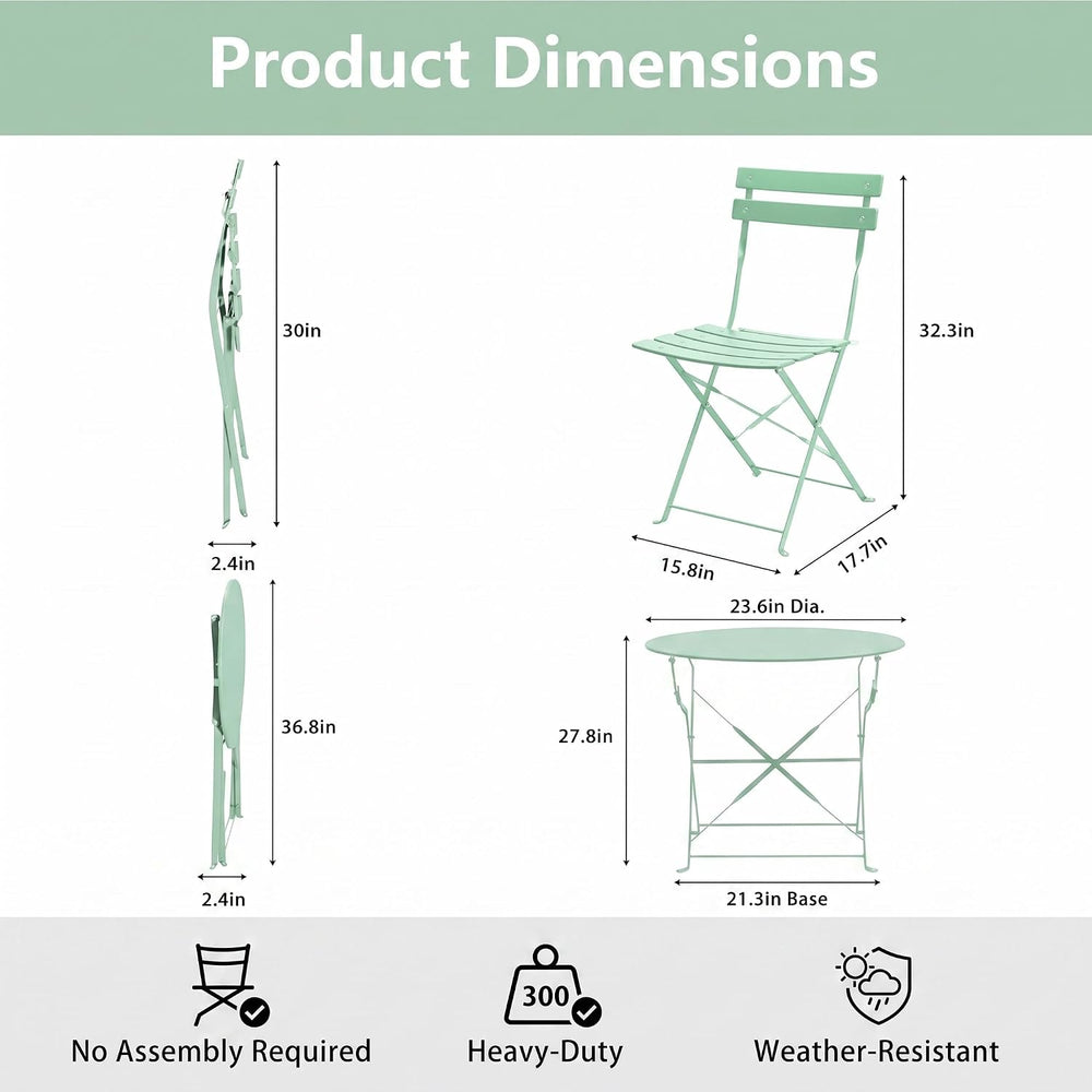 Bistro Table & Chairs Set of 2, Folding Outdoor Patio Furniture