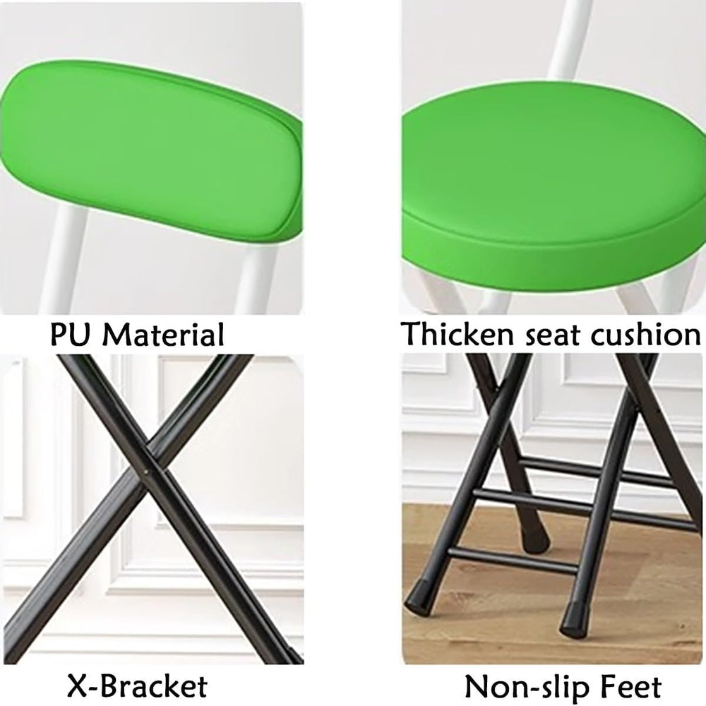 18inch Counter Height Folding Stools for Adults, Cushioned Padded Folding Bar...