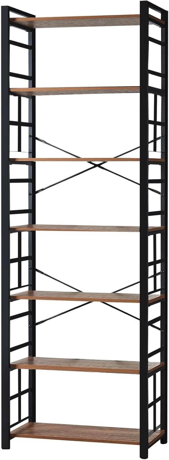 Hombazzar 7 Tier Bookshelf,84 inch Tall Bookshelf,Brown