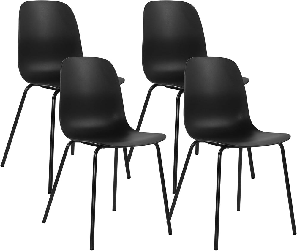 LSSBOUGHT Modern Dining Chairs Set of 4, Mid-Century Plastic Kitchen Chairs w...
