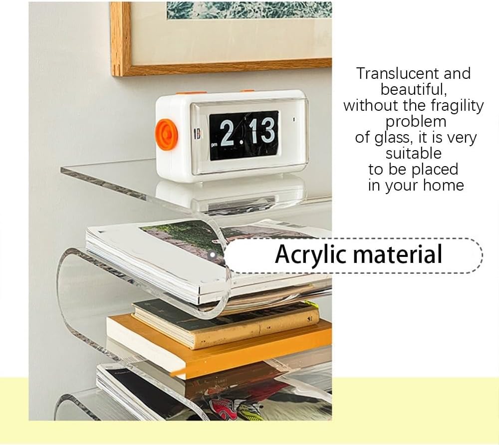 Acrylic S-Shaped Side Table, Modern Bedside Table, Brown, 11.8*13.3*16.9in