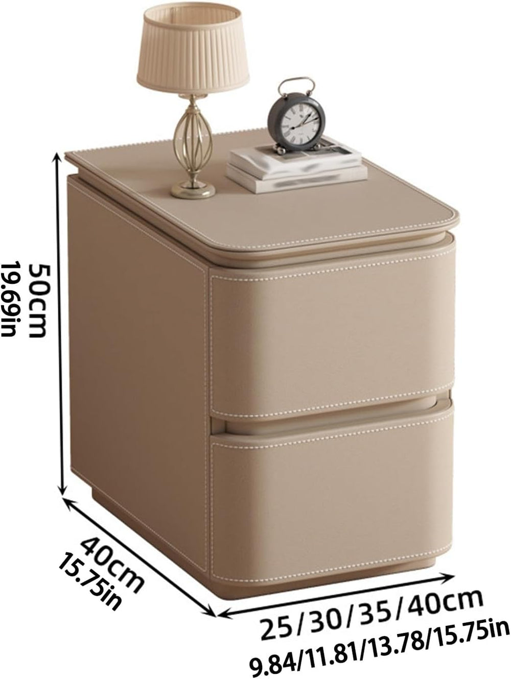 Small Nightstand Leather Finish, Narrow Modern Bedside Table, Night Stand end...