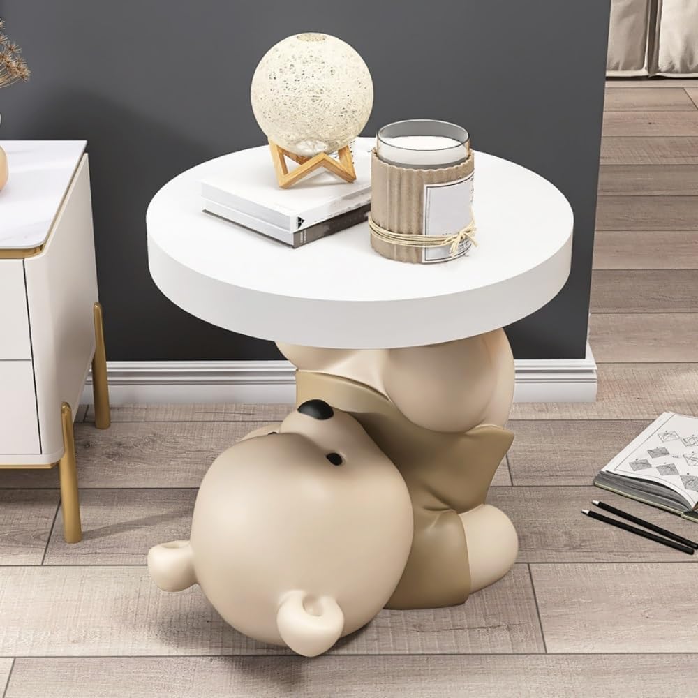 Resin Bear Side Table with MDF Top(Color:Brown)