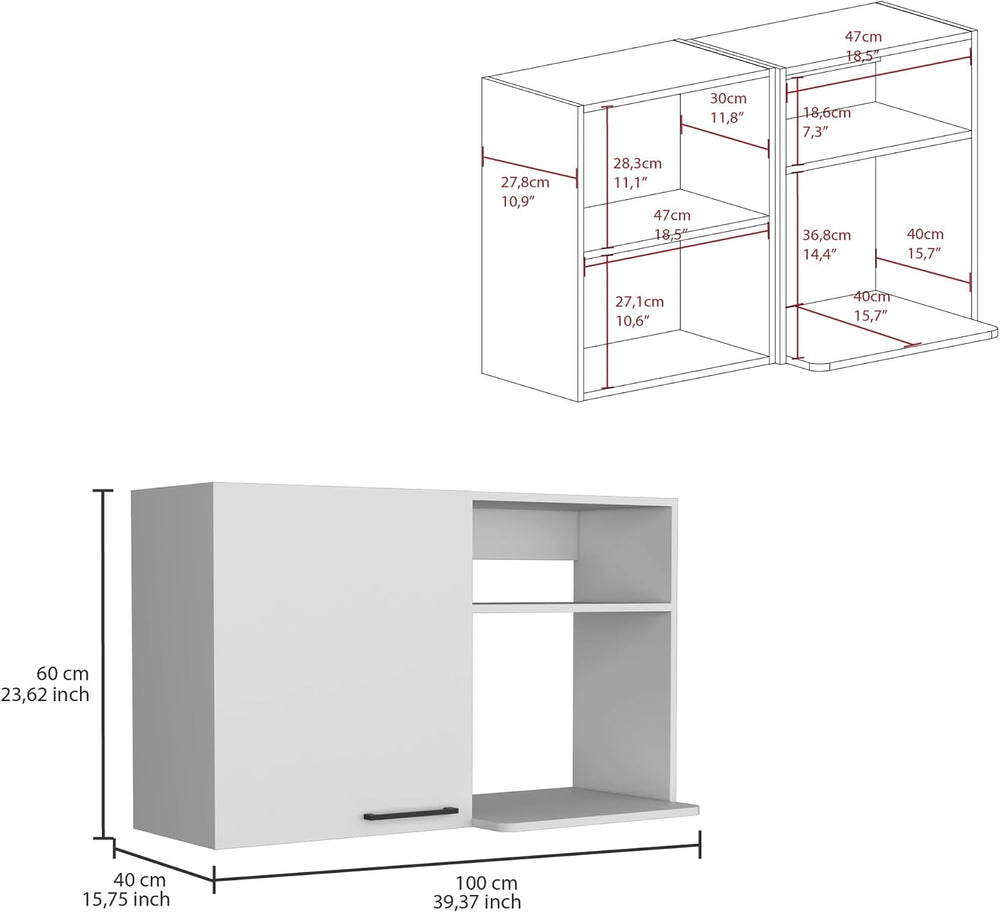 Wall Cabinet with Shelves, Storage Locker Pantry Sideboard Cupboard for Kitch...