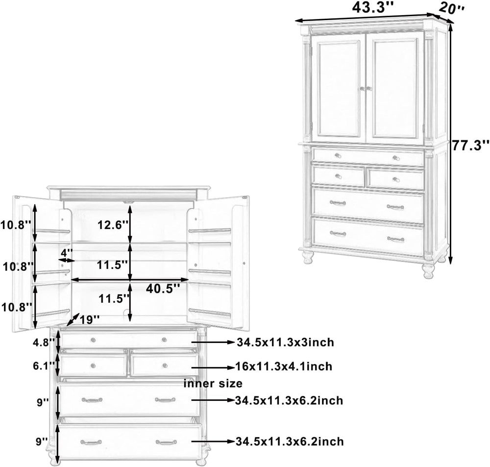 Merax 77" Tall Large Kitchen Pantry Storage Cabinet with 2 Doors & 2...