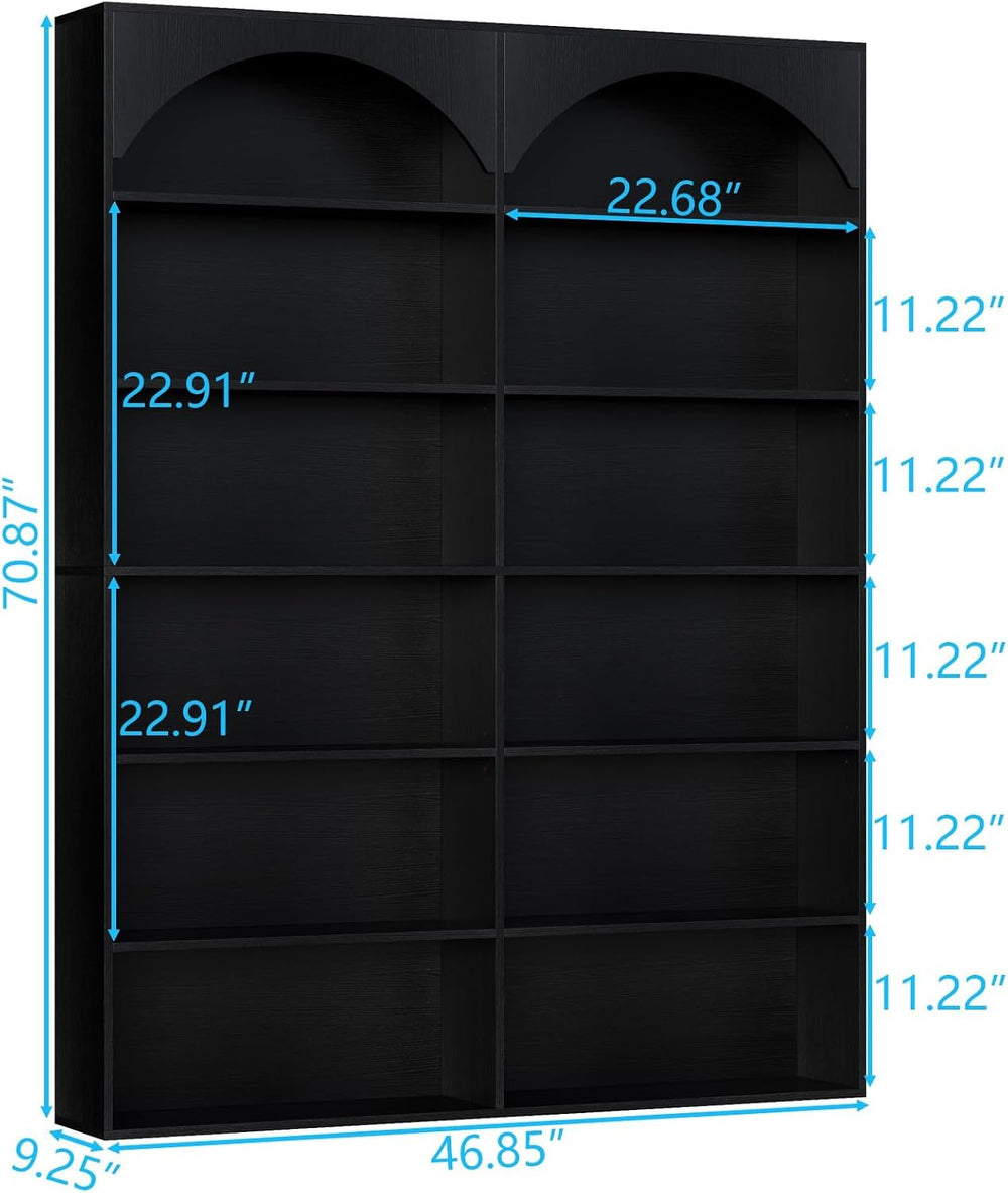 Gyfimoie 70.8’’ Tall Bookshelf and Bookcase, 7-Tier Double Wide Bookcase Mode...