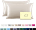 Silk Pillow Cases 2 Pack Soft Breathable and Sliky King Size Pillow Cases Set of 2,Natural Mulberry Satin Silk Pillowcase with Hidden Zipper for Hair and Skin (Beige,20"X 36",2pcs)