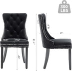 Velvet Dining Chairs Set of 6, Upholstered Dining Room Chairs with Nailhead Trim, Sillas de Comedor Modernas 6, Wooden Kitchen Chairs for Dining Room, Living Room, Kitchen, Bedroom, Black