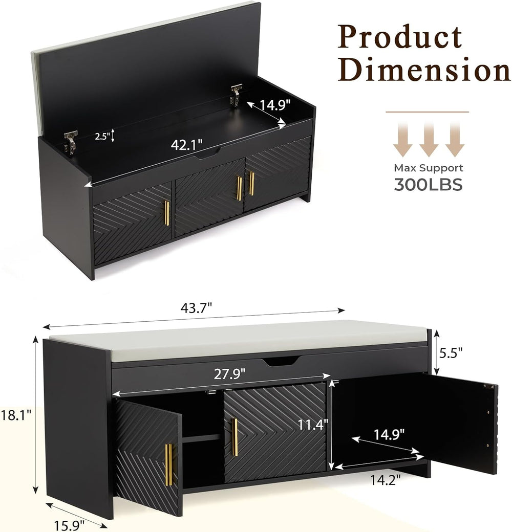 ECOTOUGE Shoe Bench, Storage Bench with Lift Top Storage, Entryway Bench with...