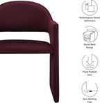Modway Talia Performance Velvet Dining Armchair in Mulberry - Modern Curved Dining Chair with Open-Back - Stain-Resistant Velvet Barrel Chair - Living Room Accent Chair with Arms