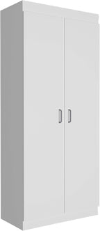White Kitchen Pantry, Storage Cabinet with 2 Doors, Particle Board, for Dining Room, Easy to Clean