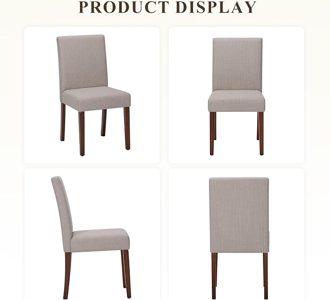 Upholstered Dining Chairs Set of 6, Modern Fabric Dining Room Chair, Wooden Dining Chair, Kitchen Side Chairs, Farmhouse Dinner Chair with High Back for Kitchen, Brown
