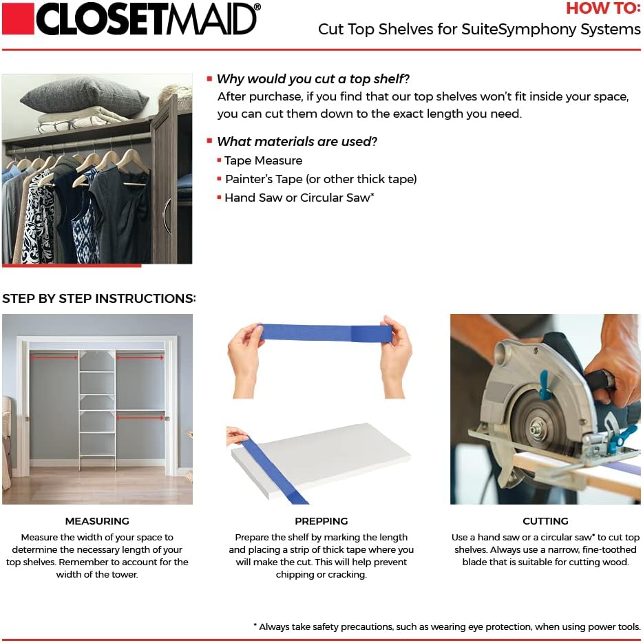 ClosetMaid 1951140 SuiteSymphony 16-Inch Closet Organizer with Shelves, Natural Gray