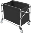 Commercial Laundry Cart with Wheels,Folding Laundry Hamper Cart,Heavy Duty Rolling Basket with Large Capacity,Sorter Trolley for Home Hotel Apartment (Black, 34.25 * 20.47 * 30.7in)