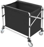 Commercial Laundry Cart with Wheels,Folding Laundry Hamper Cart,Heavy Duty Rolling Basket with Large Capacity,Sorter Trolley for Home Hotel Apartment (Black, 34.25 * 20.47 * 30.7in)