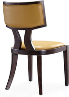 Manhattan Comfort Pulitzer Faux Leather Dining Chairs Set of 2, Solid Beech Wood with Walnut Finish, Iconic Greek Design, Fully Assembled Accent Kitchen Furniture, Camel